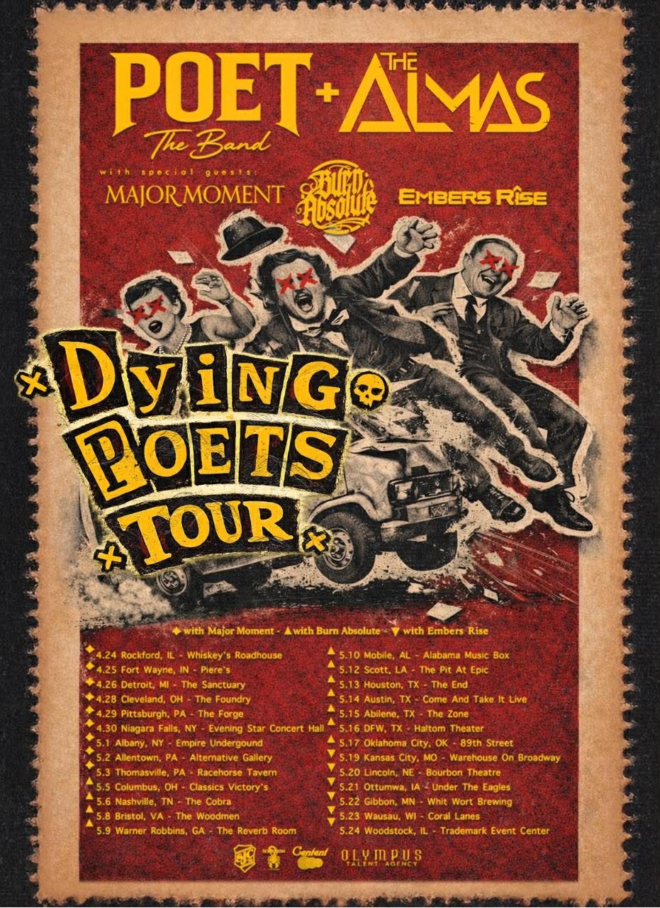 The Dying POETS Tour - POET THE BAND | The Almas | Burn Absolute - Bristol VA 5/8 Pre Sale
